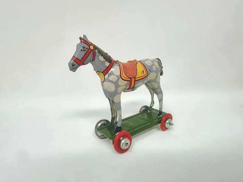 Miniature Tin Toy Horse on Wheels Vintage Penny Toy Ornament by Schylling